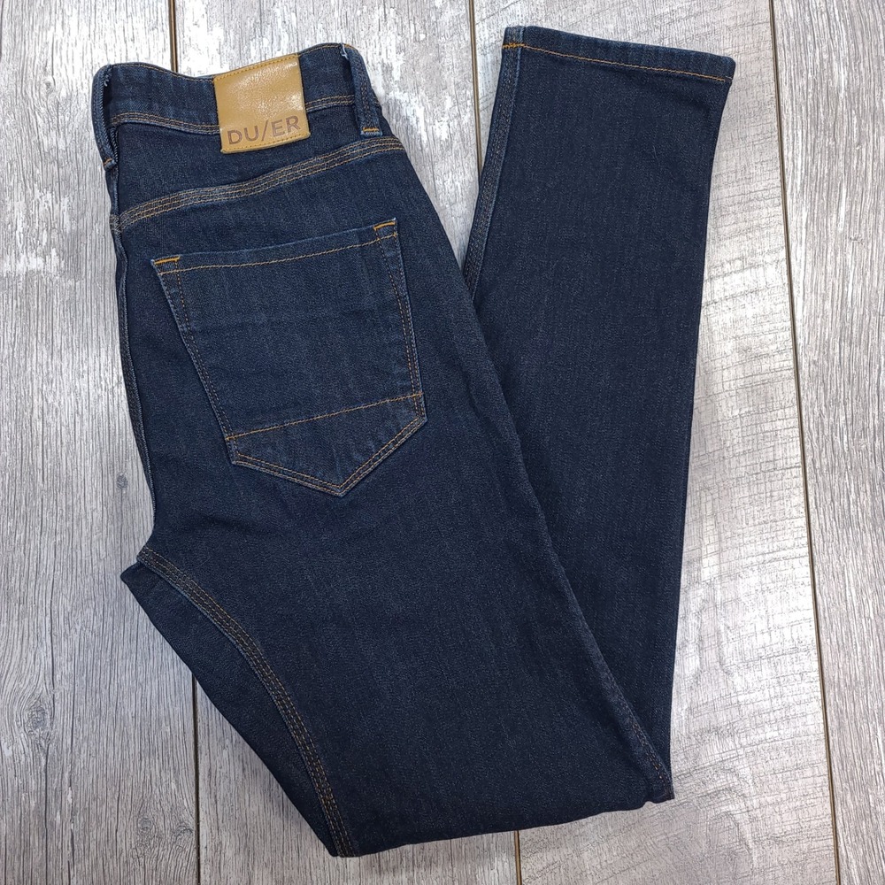 DU/ER Jeans Mens 28x32 Dark Wash L2X Slim Fit Performance Denim Indigo